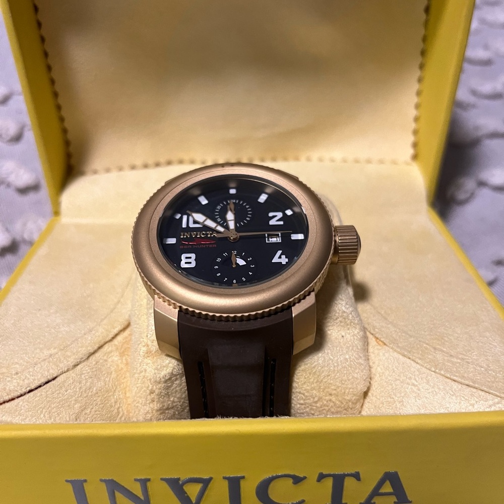 Invicta Gold Case Watch with Brown Strap